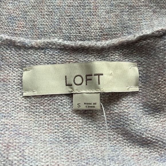 LOFT Open Front Long Knit Cardigan Spacedye Lavender NWT Size Small - Picture 10 of 12